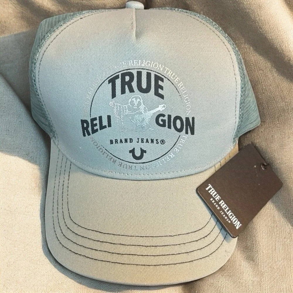 True Religion TR Buddha‎ Trucker Hat Green Bay Mesh Back Snapback OS NWT